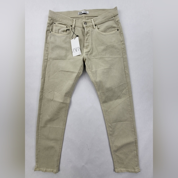 Zara Jeans Zara Mens 33x29 Cream Color Pants Skinny Stretch Ankle